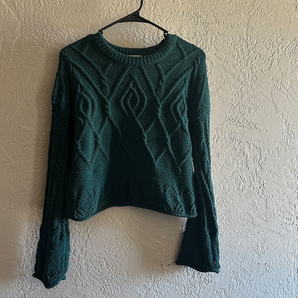 Emerald Green Cable Knit Sweater